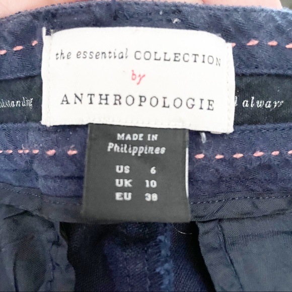 ANTHROPOLOGIE Essential Collection Navy Corduroy Ankle Crop Size 6 - Picture 8 of 10